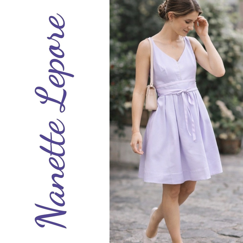 NANETTE LEPORE Lavender Empire Waist Dress Y2K Balletcore Made in NYC Size 4